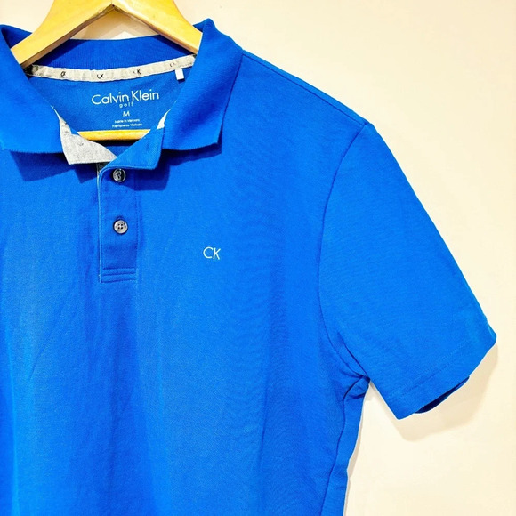CALVIN KLEIN – Royal blue cotton polo shirt | Men’s Medium * - Picture 3 of 6